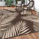 GENIMO Outdoor Rug 9' x 12' Waterproof for Patios Clearance, Reversible Outdoor Plastic Straw Camping Rug Carpet, Large Area Rugs Mats for RV, Camper, Deck, Balcony, Porch, Beach, Picnic, Coffee&Beige