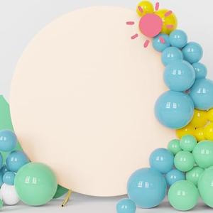 Fomcet 6.6FT Round Backdrop Cover Beige Wedding Arch Cover for Circle Balloon Arch Frame Arch Backdrop Cover Fabric for Wedding Birthday Party Baby Shower Decoration