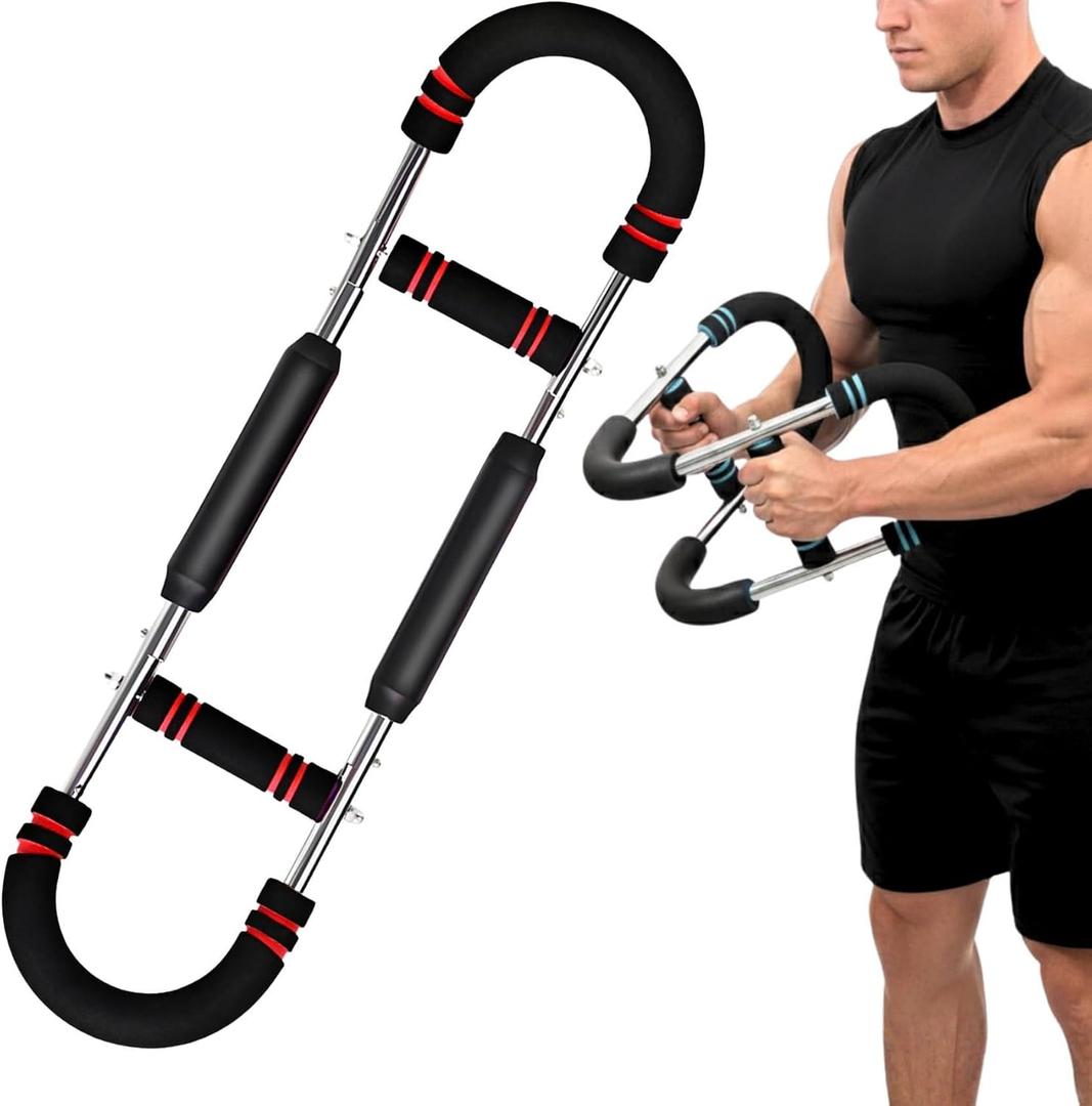 Adjustable Twister Arm Exerciser - Spring Workout Bar for Forearm, Triceps & Chest Strengthening, Portable Home Gym Fitness Equipment for Men & Women