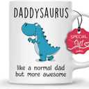 Gossby DADDYSAURUS Coffee Mug for Dad - Funny Gifts for Dad from Daughter, Son, Kid - 11oz T-rex Daddy Mug - Fathers Day, Christmas, Birthday Gift for Father, Step Daddy - Husband Gift from Wife