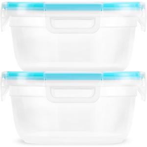Snapware Total Solution (Pack of 2) Plastic Food Storage Containers Set, Leakproof & Airtight Locking Lids Round Tupperware, Non-Toxic BPA-Free Lids, Microwave Dishwasher Freezer Safe
