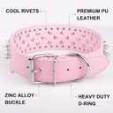 Epesiri Adjustable Wide Spiked Dog Collar, Mushroom Rivet PU Leather Cat Dog Collars, Durable Spike Studded Pet Collar for Small Medium Large Breed, PitBull Mastiff Bulldog Pugs Husky Rottweiler, Pink, XS