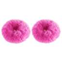 2 PCS Hot Pink Pom Pom Hair Tie Fuzzy Scrunchies Furry Hair Bands With Faux Rabbit Fur Fluffy Elastic Hair Bobbles Ponytail Holders Girls Women Hair Accessories