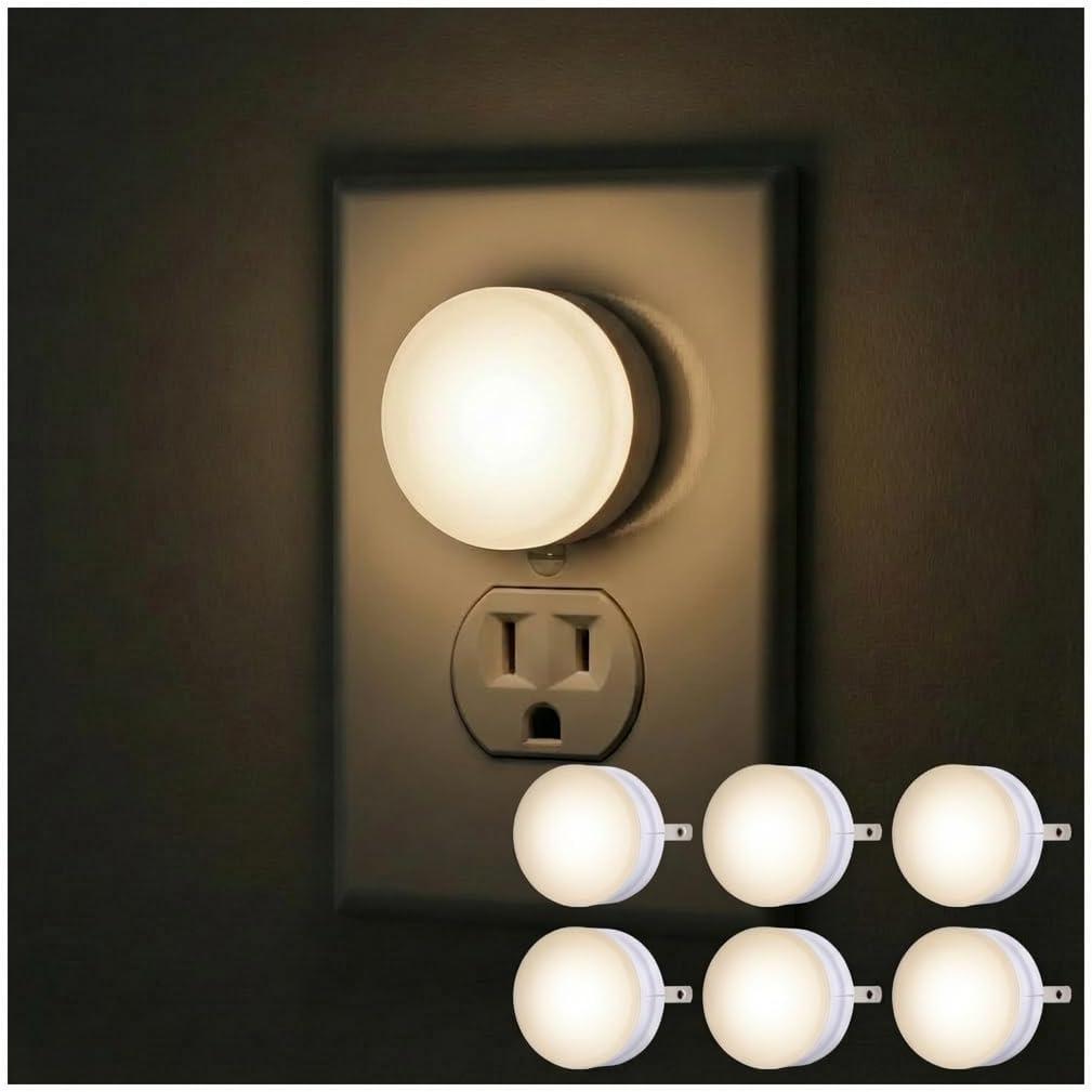 Night Plug In Night Light Bedroom Decor Apartment Essentials LED Lights Ambient Lighting Dusk to Dawn Sensor Nightlight Bathroom,4Packs