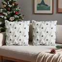 18x18 inch Christmas Pillow Covers Set of 2 Xmas Soft Plush Christmas Tree Reindeer Throw Pillow Cases Winter Xmas Tree Cushion Case for Sofa Living Room (White)