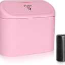 Accmor Car Trash Can with Lid, Vehicle Trash Bin Car Dustbin Garbage Organizer Holder with One Roll Trash Bag, Portable Hanging Mini Leakproof Cars Storage Bag Container for Auto, SUV, Office (Pink)