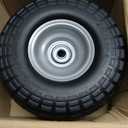 10-Inch 4.10/3.50-4 Tire and Wheel Flat Free, Heavy Duty Solid Replacement Tire with 5/8" Bearings, for Wheelbarrows Hand Trucks Dollies Trolleys Generators, (2-Pack) (Gray)