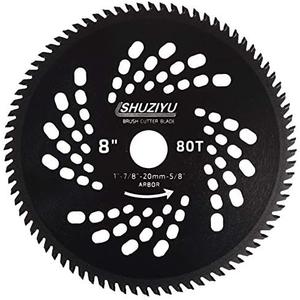 SHUZIYU, 8"-80T, 1" Arbor with Washer Adapter 7/ 8"-20mm-5/ 8, Brush Cutter Blade, Trimmer Weed Blade. Suitable for All Brand of Brush Cutter