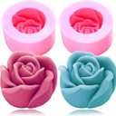 3D Rose Silicone Molds, 2PCS Big Rose Resin Candle Mold, Bloom Flower Silicone Fondant Mold for Handmade Chocolate Candy Cake Dessert Soap Wax Candle Polymer Clay Art Craft