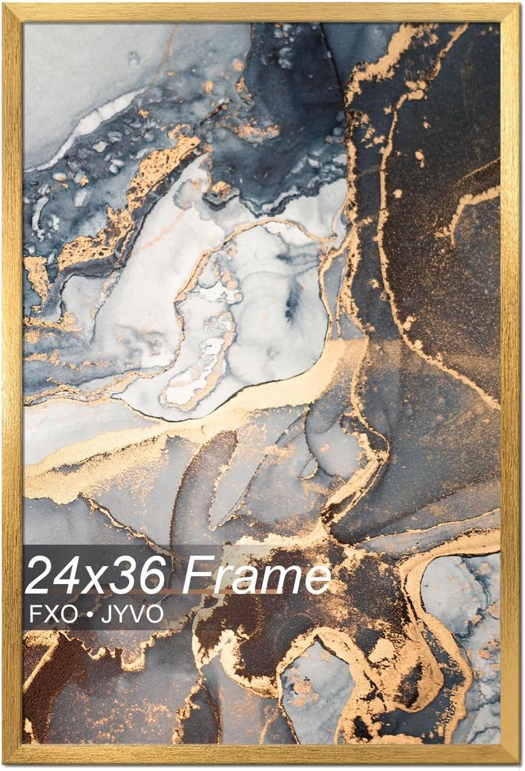 Fxojyvo 24x36 Picture Frame Gold Engineered Wood Wall Hanging
