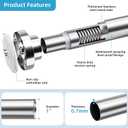 Adjustable Tension Shower Curtain Rod 2676 Inch, No-Drill Stainless Steel 1-Inch Diameter Non-Slip Spring Telescoping Curtain Rod for Bathroom, Window, Kitchen, Closet & Room Divider, Silver