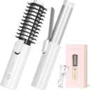Cordless Curling Iron Brush with 10 Billion Negative Ions-3-in-1 Thermal Brush for Straight, Curly & Voluminous Styles-1.25 Inch Hair Wand for Long & Short Hair, Perfect for Travel (White)