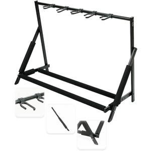 Stage Rocker Multi Guitar Stand, Foldable 5 Holder Rack with Adjustable Height & Width, Easy Assembly & Storage, Reliable Soft Foam Padding to Protect Acoustic or Electric Guitars & Basses, Black.