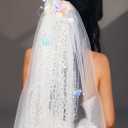 JAKAWIN Wedding Veil White Tulle Bridal Veil with Starfish Beach Hair Accessories for Women