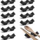 Silicone Chopstick Holder, BPA Free Kitchen Countertop Chopstick Rest for Forks, Spoons, Knives, Chopsticks, Home & Restaurant Use (10, Black)