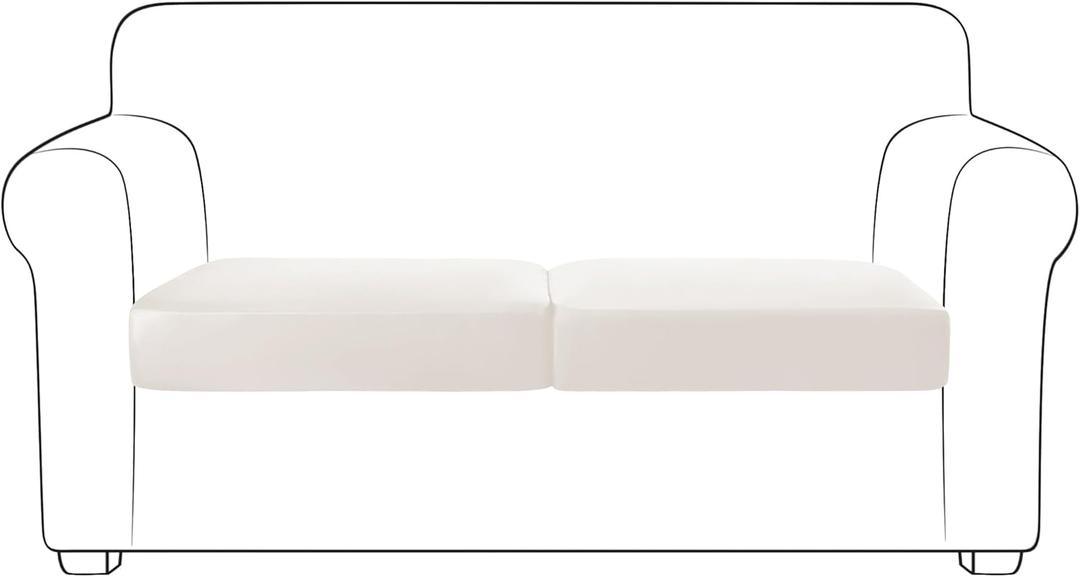 Yates Home PU Leather Couch Sofa Cushion Slipcover Water-Proof Elastic Chair RV Seat Covers Loveseat Sofa Furniture Protector Slip Cover for Seater Replacement Living Room（2 Pieces, Beige）