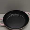 Flavehc Braiser Enameled Cast Iron Braiser 2.25 qt Braiser Pan with Lid Pink Shallow Cast Iron Casserole Braiser Pan with Handles