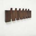 16.9" Wooden Piano Key Coat Rack Wall Mounted, Flip Down 6 Hooks Heavy Duty for Hanging Coats/Hats/Keys/Towels/Bags, Natural Walnut Entryway Hanger Art Hook