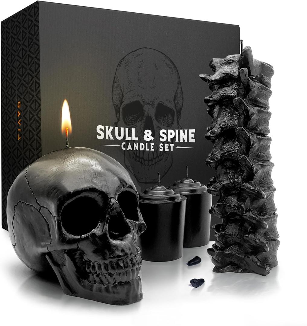 GAVIA Black Skull Candle - Scented Halloween Candles - Gothic Home Decor - Skull Decor - Goth Decor - Gothic Bedroom Decor - Spooky Home Decor - Emo Room Decor - Spooky Gift - Goth Room Decor