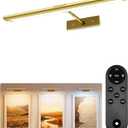 EZVALO Picture Light for Wall, 4800mAh Rechargeable Wireless Remote, 16in Dimmable Magnetic LED Art Display Light with 3 Color Temperatures, for Gallery, Living Room, Bedroom, Hallway (Gold)