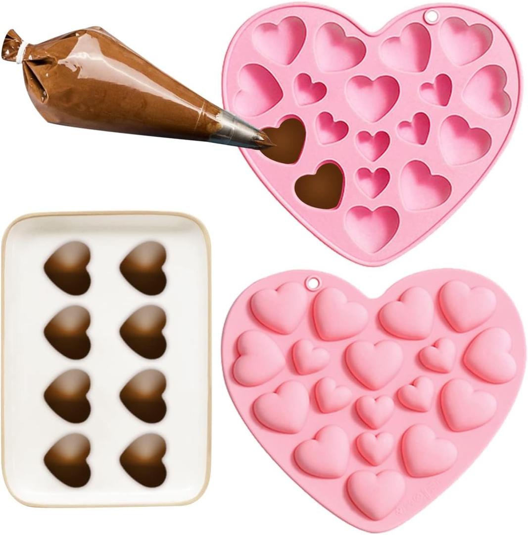 Leesgel Heart Silicone Molds for Valentine, Chocolate Fondant Cookies Silicone Molds for Valentines Wedding Anniversaries Decorations, Handmade Valentine Gifts