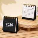 Mini Desk Calendar 2025-2026,4Pack Small Desk Calendar,Runs from July 2025 to Dec 2026 Monthly Planner Calendar Gold Twin-Wire Binding for Home Office School (Black Green Blue Beige)