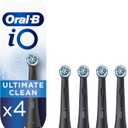 Oral-B iO Ultimate Clean Electric Toothbrush Head, Twisted & Angled Bristles for Deeper Plaque Removal, Pack of 4, Suitable for Mailbox, Black