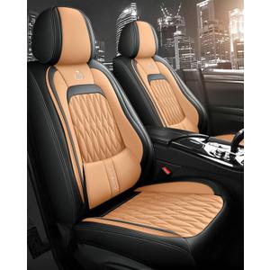 SanQing Car Seat Covers Full Set Luxury Leather Seat Protector for 5 Seats Cars Waterproof Car Front Seats Back Protector Cushion Fit Most Cars SUVs Trucks Pick-ups (Orange)