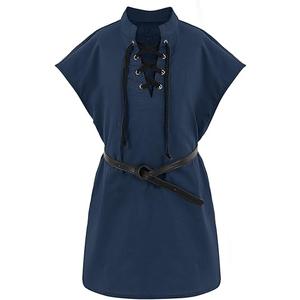 Boys Kids Renaissance Pirate T Shirts Viking Medieval Sleeveless Lace Up Costume Scottish Cotton Tank Tops, Size: 8-10 Years