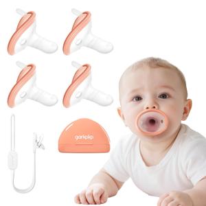 Garkoko 4-Pack Baby Pacifier Set with Clip & Case, Soothing Infant Pacifier 018 Months, Non-Contact Shield, Balanced Silicone Nipple, BPA-Free Food-Grade Silicone