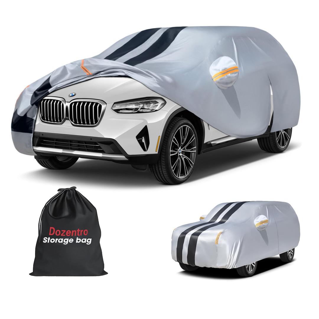 Multi-Layer Car Cover Custom Fit for BMW X3(2010-2026), 100% Waterproof All Weather for Automobiles, Gift with Towel, Heavy Duty Car Covers for Rain Sun UV Protection with Door Zipper.