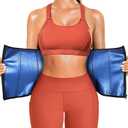 SCARBORO Waist Trainer for Women Belly Fat Sauna Sweat Waist Trimmer Corset for Stomach Wrap Workout Belt Shaper Band Zipper (Large, Black-blue Inner)