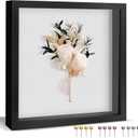 8x8 Shadow Box, Shadow Box Frame with Soft Linen Back - Push 12PCS Pins Included, 3D Picture Display Cases Box for Flowers, Tickets, Souvenirs, Photographs, Handicrafts (Black)