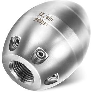 Sewer Jetter Nozzle for Pressure Washer, 3/8" NPT Internal Thread Strong Shot Jetter Head, Stainless Steel Power Washer Drain Jetter Cleaner, 3000 PSI