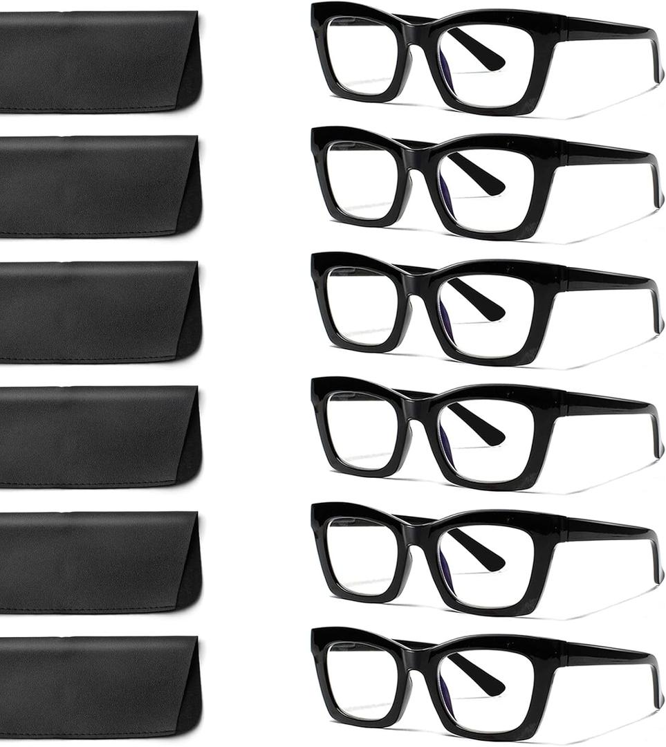 6 Pack Oprah Style Reading Glasses for Women Blue Light Blocking Computer Square Readers with Spring Hinge (6 Black, 2.50, x)