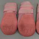 QUMY Dog Shoes for Large Dogs, Medium Dog Boots & Paw Protectors for Winter Snowy Day, Summer Hot Pavement, Waterproof in Rainy Weather, Outdoor Walking, Indoor Hardfloors Anti Slip Sole Pink (Size 8: 2.6''x3.0''(W*L) (Pack of 4))