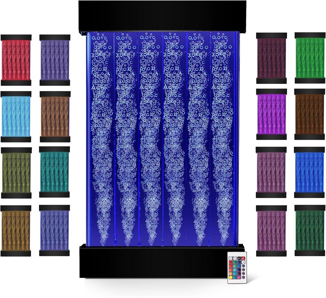 Bubble Wall Fountain Indoor Water Wall Hanging Lamp for Sensory Room Decor with 16 Colors 4 Light Effects 35" x 20"