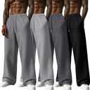 Neer 4 Pack Men's Lightweight Sweatpants Summer Wide Leg Drawstring Open Bottom Pants Gym Baggy Lounge Joggers with Pockets (XL)