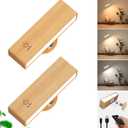 YiLaie Battery Operated Wall Sconce with Remote,Wall Sconces Set of 2,Wall Lights for Bedroom Wireless, Rotatable Cordless Wall Lamp with 3 Color Temperature for Bedroom,Living Room,Bedside Reading (Beechwood)