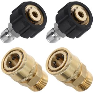 Tool Daily Pressure Washer Adapter Set, Quick Connect Kit, Metric M22 15mm Female to M22 Male Fitting, 5000 PSI, 4 Pcs