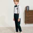 nilikastta Suit For Boys Boys Suit Set Formal Dress Shirt/Bowtie/Suspender Pants for Family Gatherings 4-5T
