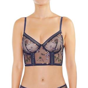 Huit Women's Stretch Lace Pattern Bustier Blue, 90D/34D