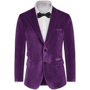 GRACE KARIN Mens Velvet Blazer Two Button Slim Fit Suit Jacket Sports Coats for Men Prom Wedding Dinner Party Size Small