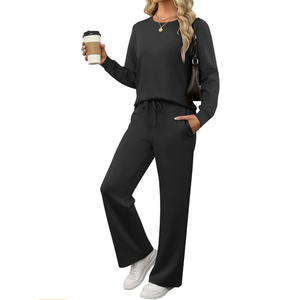 ANRABESS Women's 2 Piece Lounge Sets Casual Travel Outfits Wide Leg Tracksuit Sweatsuits Matching Set 2026 Fall Clothes, Size L