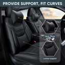 TIEHESYT Black Car Seat Covers Full Set, Breathable Leather Automotive Front and Rear Seat Covers with Headrest, Waterproof Auto Seat Protectors Fit for Most Sedans SUV Pick-up Truck