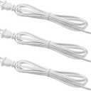 3 Pack Lamp Cord with Molded Plug, Lamp Cord Stripped Ends Ready for Wiring (White, 6 Feet)