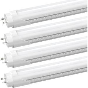 JESLED T8 LED 4FT Type A+B Light Bulbs, 24W(65W Equivalent), 3000LM, 6000K Super Bright, Plug and Play or Ballast Bypass, 4 Foot LED Fluorescent Tube Replacement, ETL Listed, Dual-Ended, Clear(4-Pack)