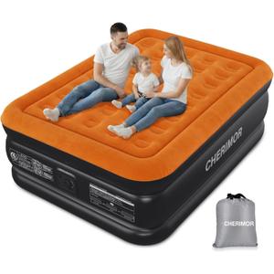 Queen Air Mattress with Built-in Pump, 800 lbs Max Support, Stable Edges Design, 48-Hour Leak-Tested Durable PVC, 3-Min Fast Inflation, Portable Inflatable Bed for Home Guests & Travel