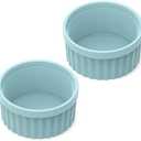 Silicone Ramekins 8 oz Oven Safe, 2Pcs Creme Brulee Ramekins 8 oz, 4 inch Silicone Ramekin for Baking Souffle, Custard, Pudding