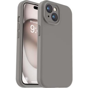 Vooii Compatible with iPhone 15 Case, Upgrade Defender Liquid Silicone, [Enhanced Camera Protection] [Soft Anti-Scratch Microfiber Lining] Shockproof Phone Case for iPhone 15 - Natural Titanium